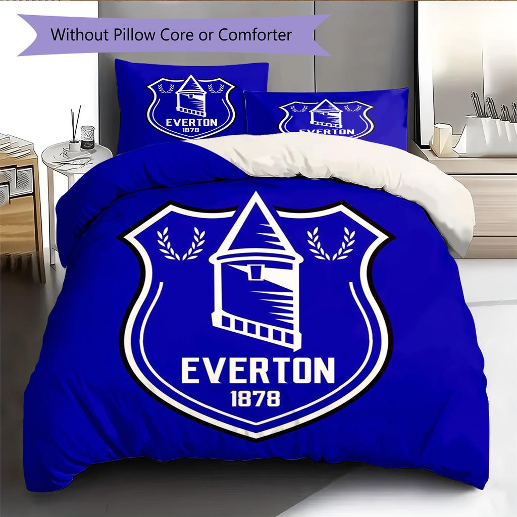 Everton Logo  Pattern Bedding Quilt Set Quilt Cover Pillowcase Home Decoration Birthday Gift (1 * Duvet Cover + 2 * Pillowcase, Without Core)