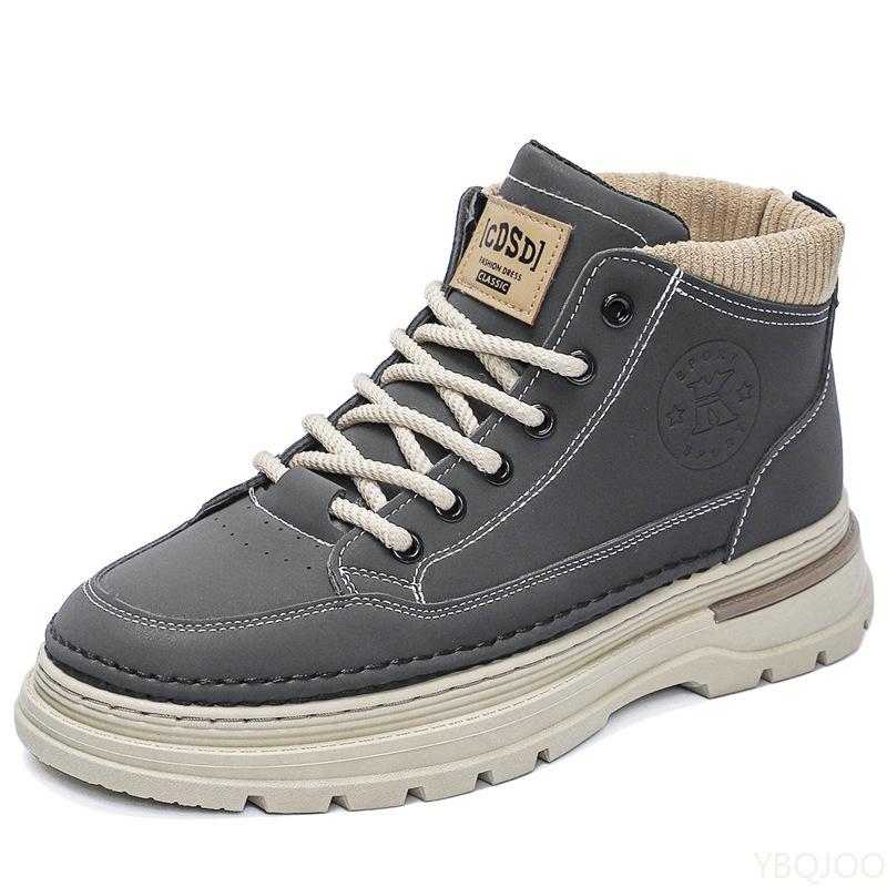 Autumn new outdoor casual comfortable men's shoes fashionable versatile high top boots minimalist men height-increasing shoes