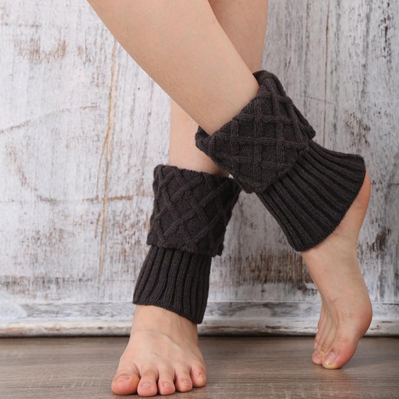 Women Boot Cuffs Diamond Grid Leg Warmers Boot Cover Knitted Casual ...
