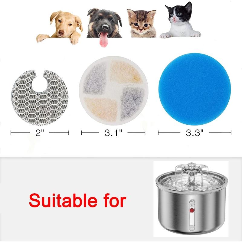 4 Sets Cat Water Fountain Filters Replacement for Stainless Steel Automatic Cats Feeder Pet Fountain Filter Pet Accessories