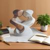 Wood Couple Statue Handcrafted Couple Ornament for Tabletop Hand Carved Artwork Statue for Home Study Shelf Sideboards Table Kid