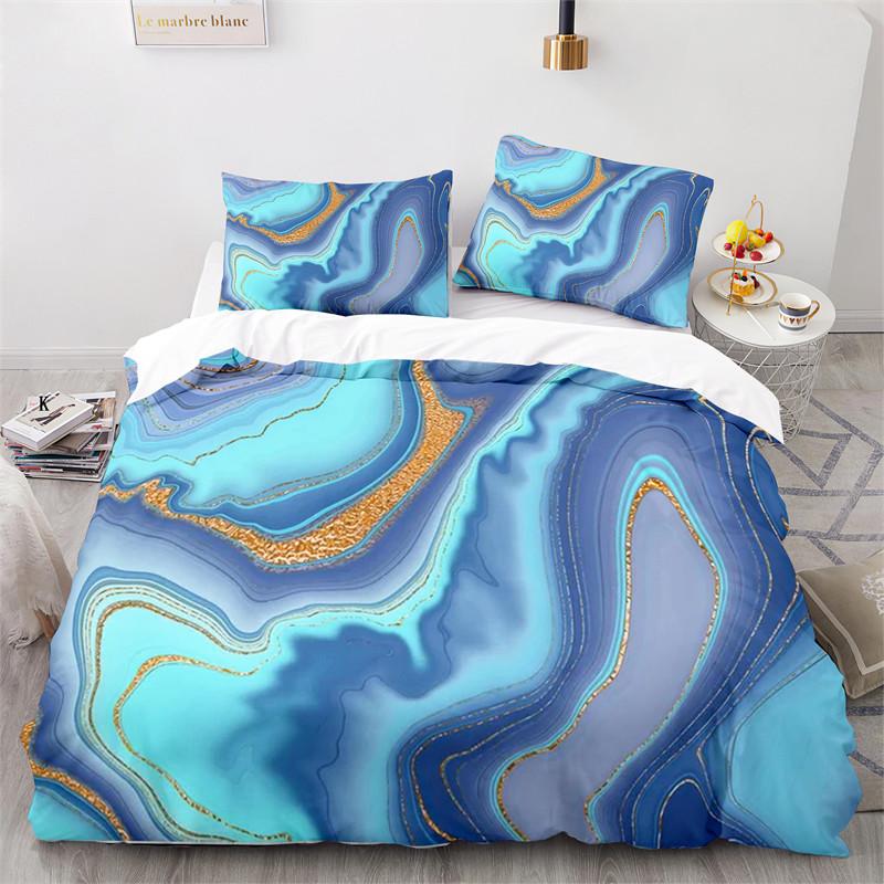 Comforter Colorful Marble Pattern Microfiber Geometric Art Abstract Bedding Set King Queen For Girls Kids Teens Room Decor