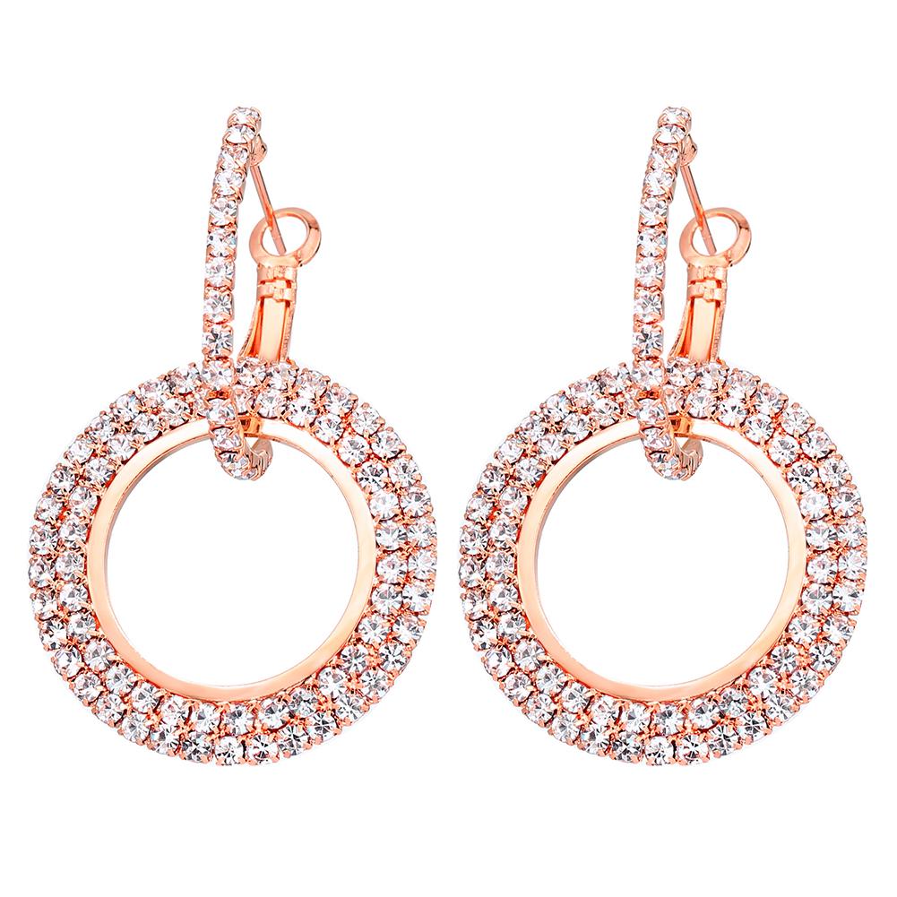 Women Luxury Fashion Glitter Circle Round Earrings Ear Stud for Party Weeding