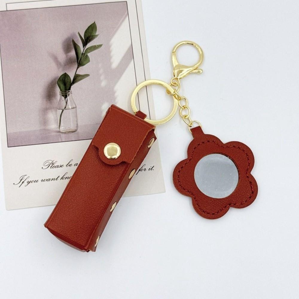 New PVC Lipstick Bags Various Colors Heart-Shaped Mirror Lip Makeups Bag Mini Size Keychain Lipstick Pouch Travel Use