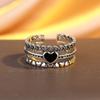 Retro Hollowed-Out Epoxy Love Zircon Multi-Layer Open Index Finger Ring Women'S Niche Design Light Luxury High-End Jewelry