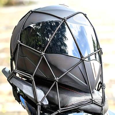 1pc Durable Motorcycle Cargo Net with Elastic Rubber Straps Transparent Plastic Helmet Protector Ideal for Storing Bags and Gear On Bicycles
