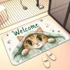 Cute cat welcome mat with paw prints soft non slip doormat for home entrance pet lovers decor indoor floor rug animal themeddoor