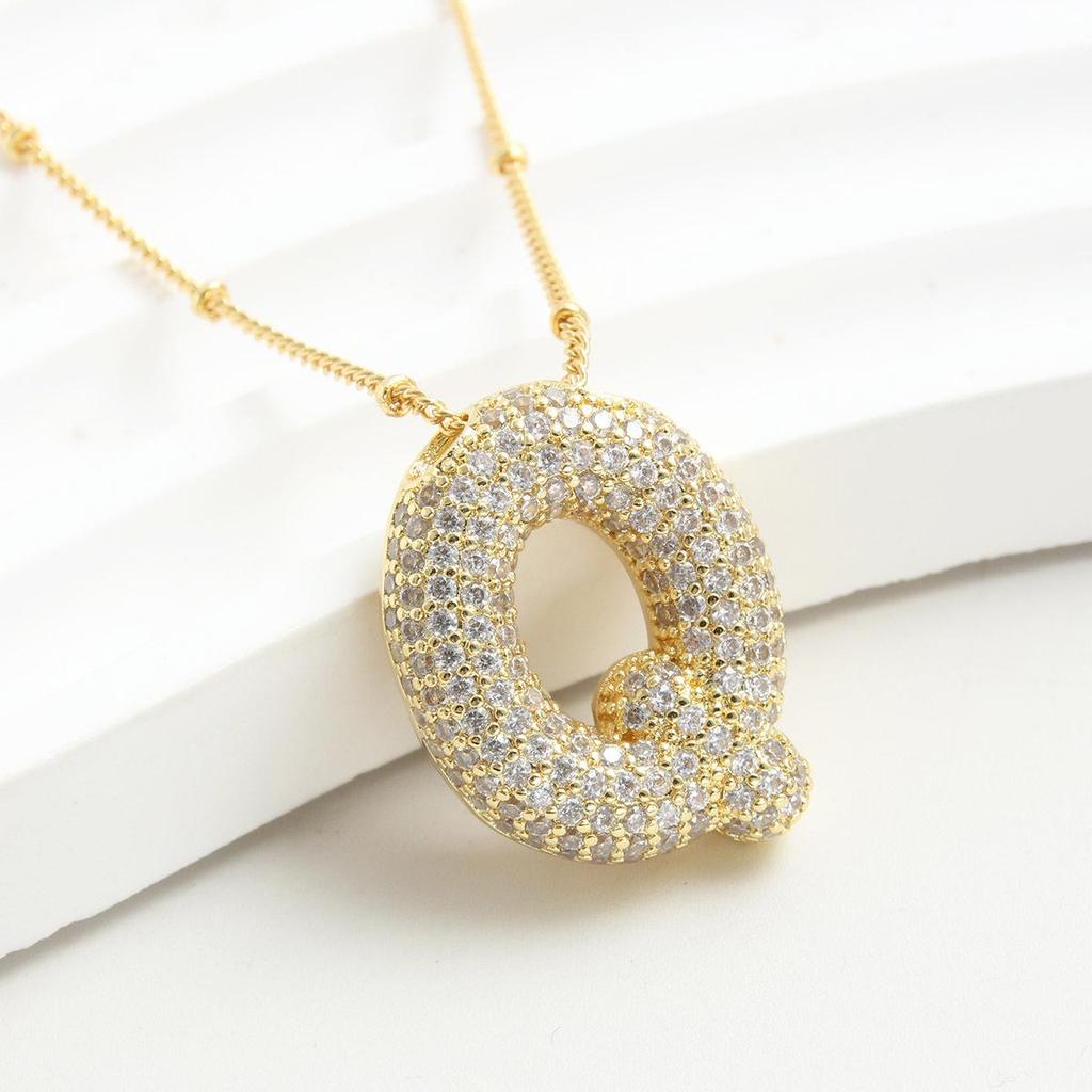 26 English Letter Gold-Plated Zircon Pendant Necklace