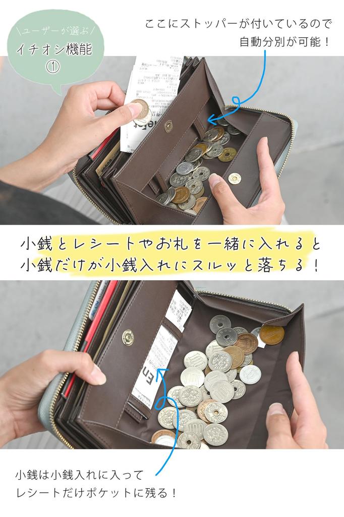 MERCOLEDi Women's Genuine Leather Long Wallet, Popular Garcon Brand, Wide-Opening Coin Purse, Box-Shaped Design, Large Capacity, Stylish, Cute,