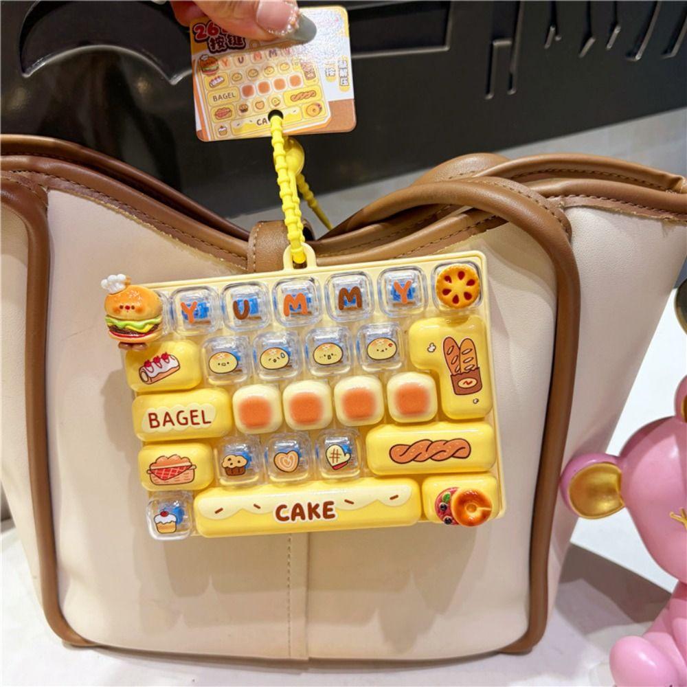 Clear Key Sounds Keyboard Keychain 26-key Press Button Toy Stress Relief Decompression Toy Gifts