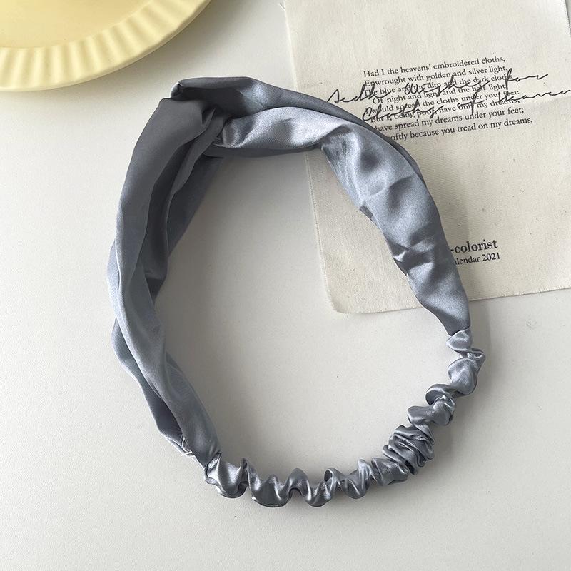 Satin Silk Solid Cross Top Knot Headband Elastic Hair Band Women Girls Scrunchies Hairband Turban Bandanas Hair Accessories