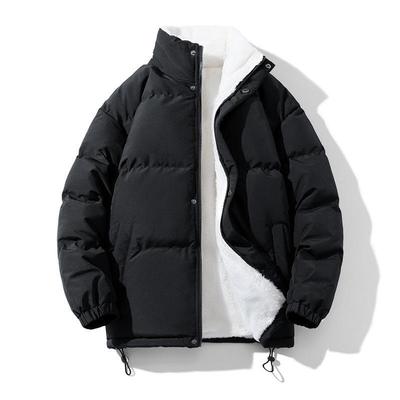Fleece Pink Stand-up Neck Cotton-padded Jacket Men's Autumn and Winter New Men's Fleece Thickened Cotton-padded Jacket Top Thick Bread Jacket