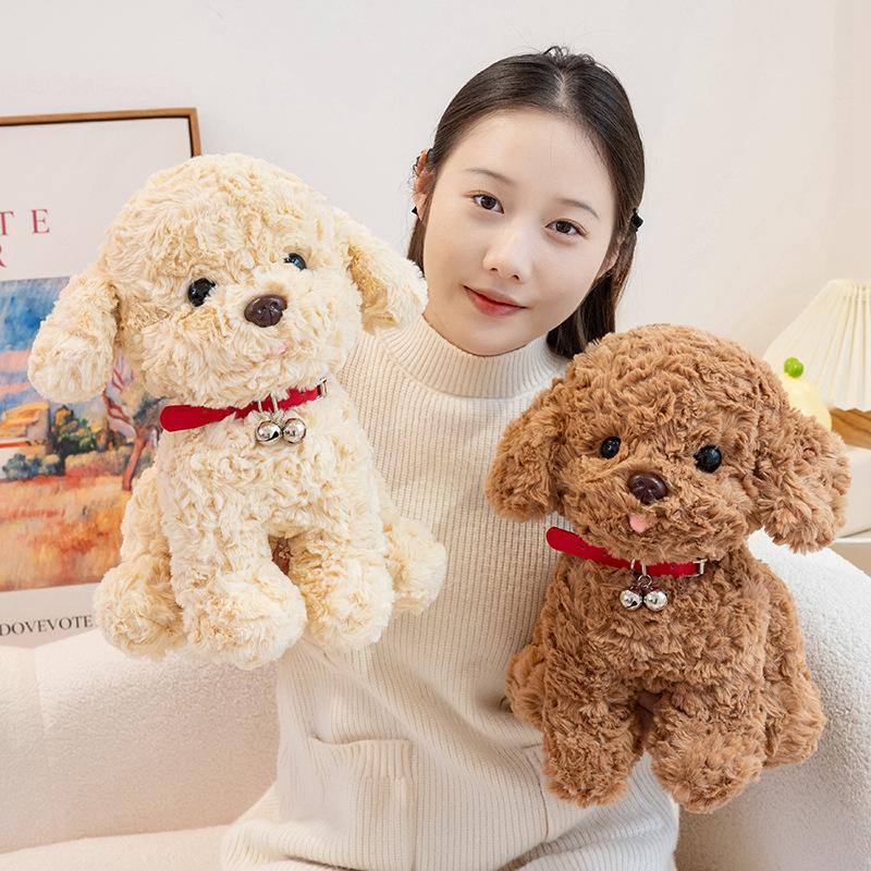 253545Cm Bell Teddy Dog Doll Long Plush Puppy Toy Brown Beige Cartoon Cute Animal Tongue Out Plushie Birthday Gift
