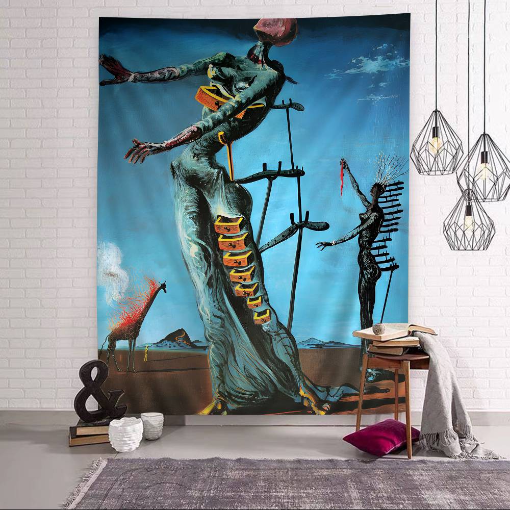 S-Salvador Dali Abstract Art Printed Large Wall Tapestry Cheap Hippie Wall Hanging Bohemian Wall Tapestries Mandala INS