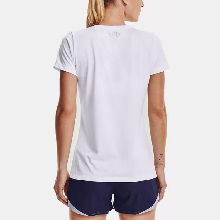 Under Armour Casual Training Short Sleeve T-Shirt Women Tops White 1365143-100