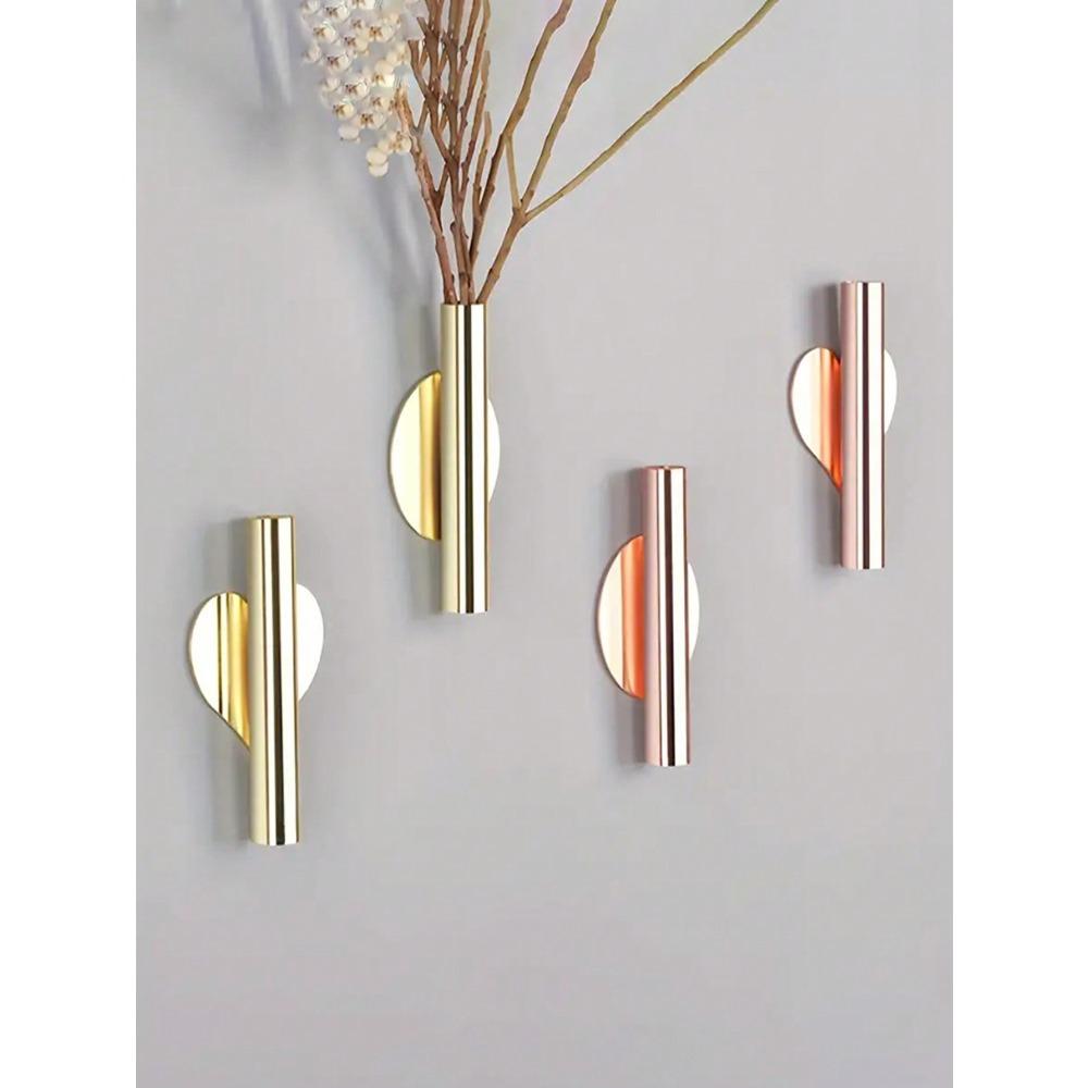 1pc Creative Wall Flower Vase - Comes With Adhesive, Round Sticker Paper + Rubber Plug, Easy DIY Decoration For Living Room, Bedroom, Bathroom