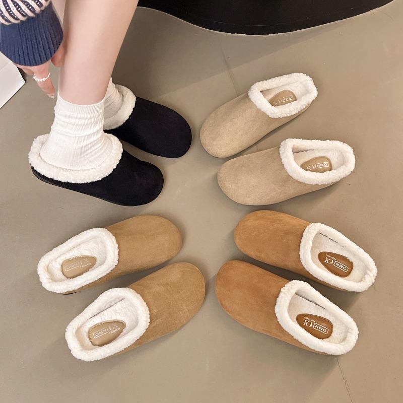 Retro women's winter new Mao Mao slippers casual one-pedal bag head slippers women