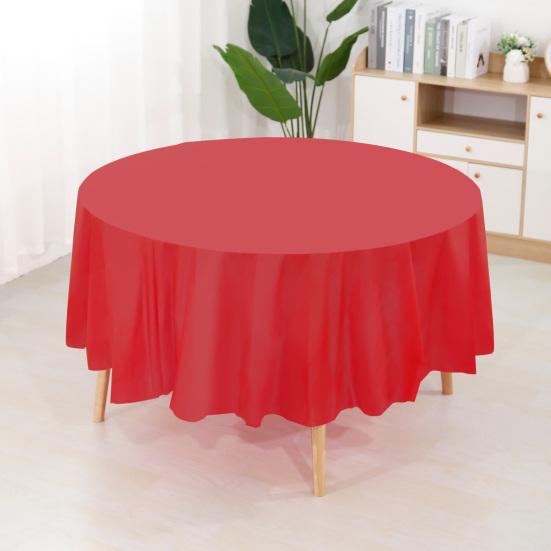 10Pcs Plastic Table Cloth 84 Inch Disposable Tablecloth Easy Cleaning Round Table Cover Parties Picnic Birthday Wedding Supplies