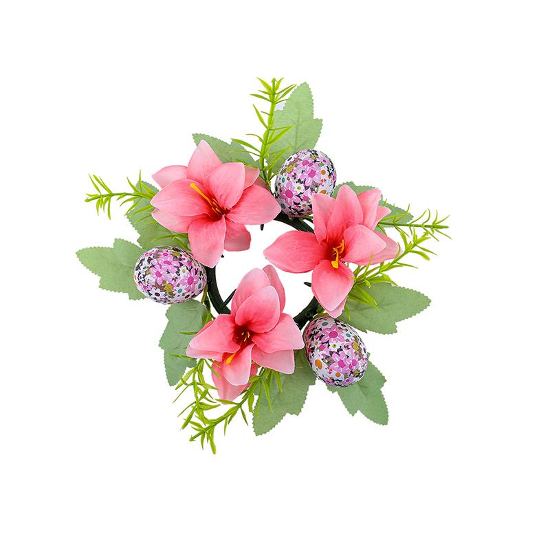 Ostern Seide Blume Ornament Kerze Ring dekorative Leuchter Kranz Girlande DIY Schaum kreative Dekoration
