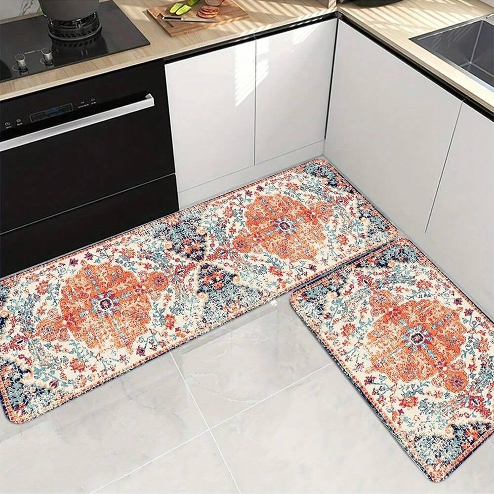 1PC, Retro Bohemian style, kitchen, bathroom, living room ambience decorative carpet mat, washable home decor