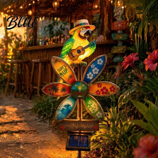 Automatic Dusk to Dawn Lights Resin Solar Parrot Garden Light Ground Stake Waterproof Outdoor Stake Tropical Yard Decor for Patio Lawn Pathway Flower
