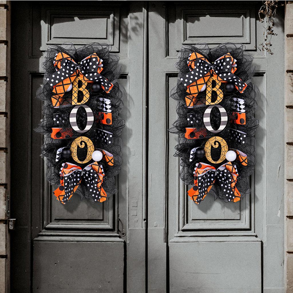 Halloween Garland Door Hanging Wreath Halloween Scary Pumpkin Garland House Courtyard Decoration Pendant