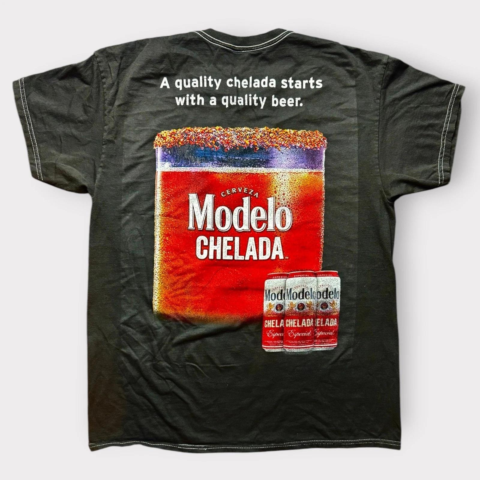 Modelo Chelada Beer Graphic T- Shirt Mens Small Charcoal Gray Ripple Junction S S
