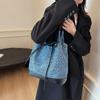 Leopard Print Tote Bag Women's Large Capacity Denim Shoulder Bag Commuter Underarm Bag
