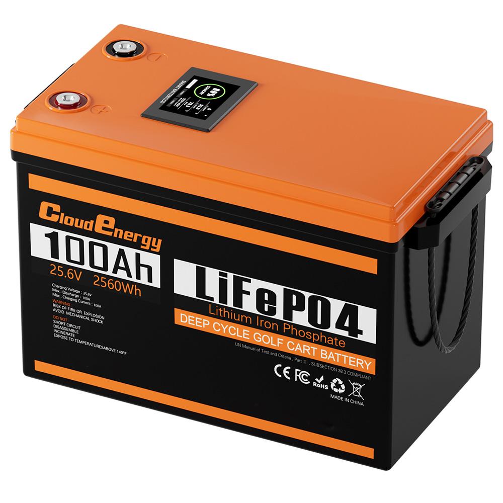 Cloudenergy 24V 100Ah LiFePO4 Battery Pack Backup Power, 2560Wh Energy, 6000+ Cycles, Built-in 100A BMS