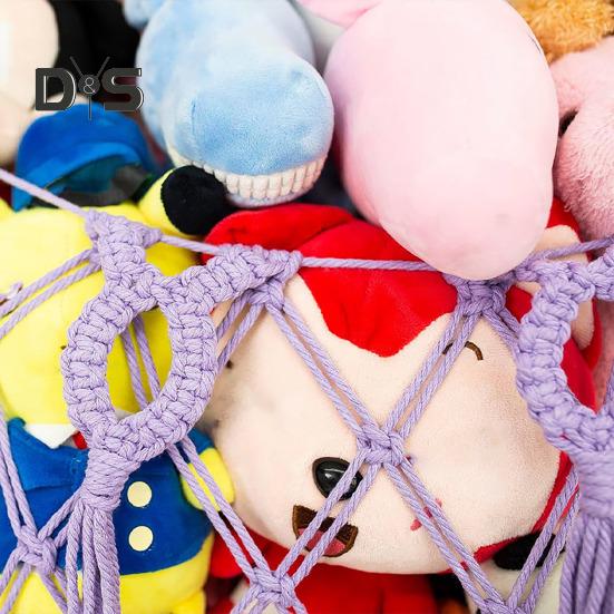 Rete Porta Giocattoli con Nappe di Luci Stringa Design Grande Capacità Montaggio a Parete Amaca Porta Peluche Rete Portaoggetti Sala Giochi Porta Peluche