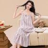 Spring/Summer Women's Printed Camisole Nightgown - Casual, Sexy Dress with Adjustable Straps