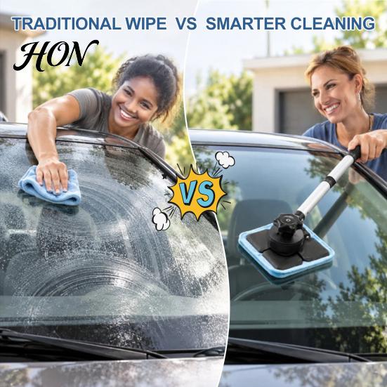Portable Car Detailing Cleaning Kit Magnetic Windshield Kit, Double-Sided Glass Cleaner with Adjustable Reach Washer Long Telescopic Handle, Reusable