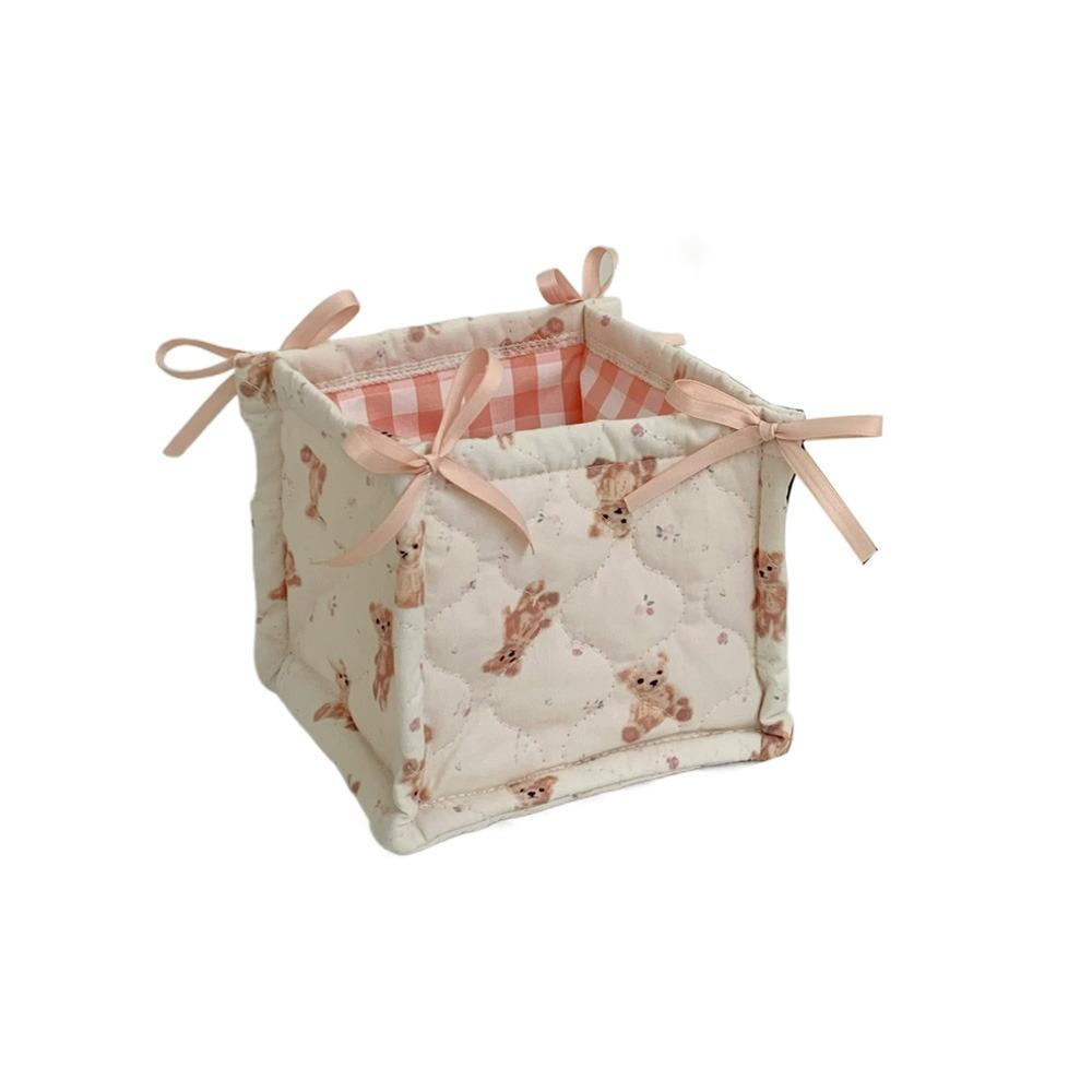 Ins Style Quilted Storage Basket Square Sundries Organizing Bag Cute Desktop Storage Basket  Snacks