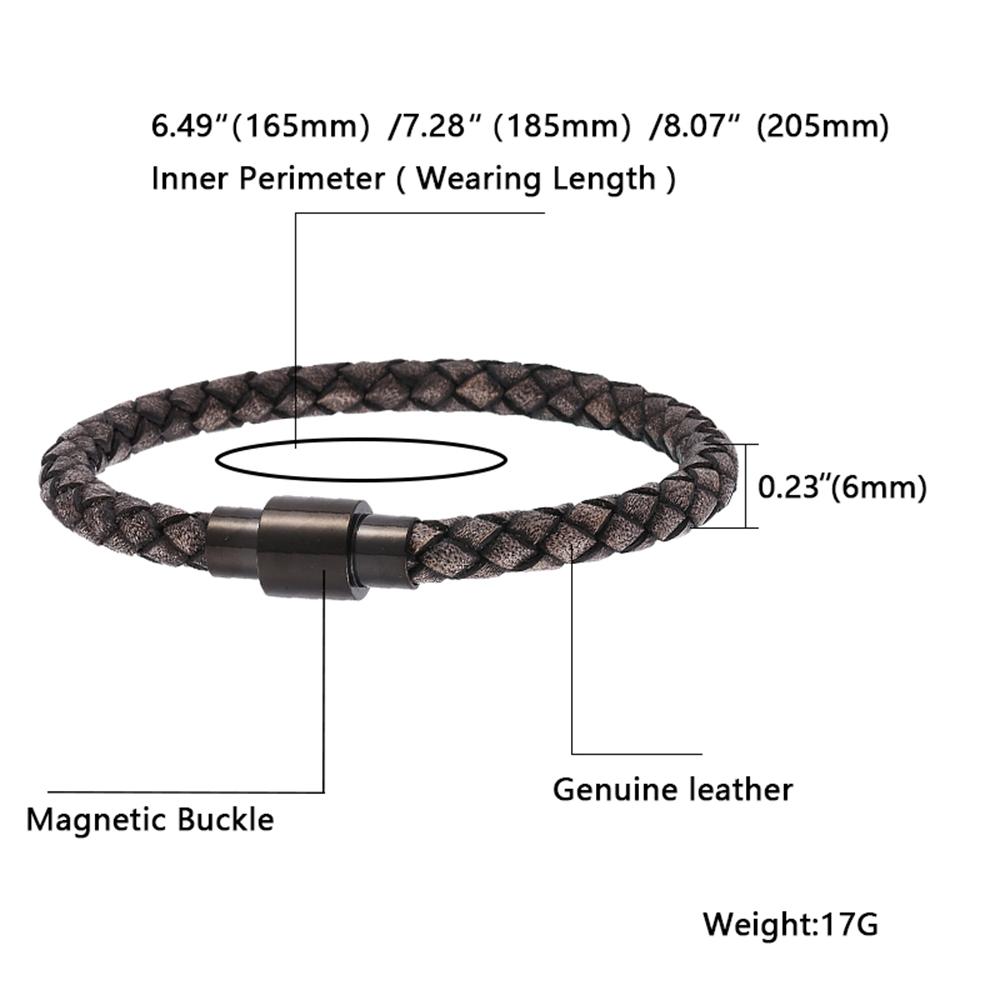 Vintage Men Leather Bracelet Charm Stainless Steel Buckle Bangles Jewelry Gift