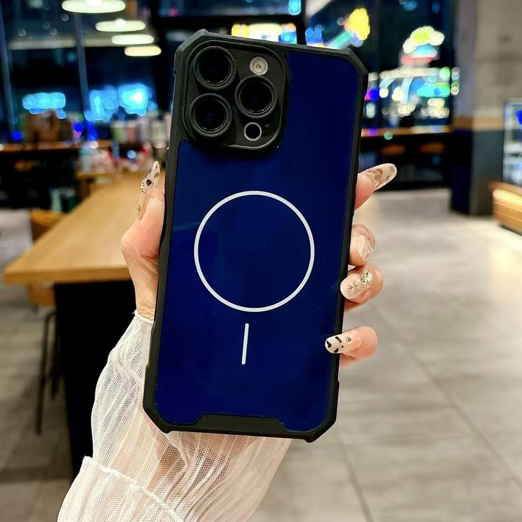 Suitable for IPhone16 Mobile Phone Case Four Corner Anti-fall Thin Circle Magnetic Suction Apple 15/14 Full-inclusive Protective Case