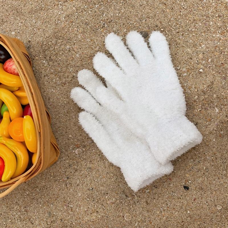 Winter Warm Gloves Stretchy Mittens Adult Coral Velvet Solid Color Full Finger Gloves Skiing Gloves for Cold Weather