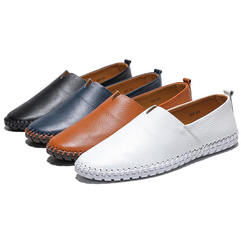 Large Size Men's Casual Shoes One-foot-story Cowhide Lazy Shoes Leather Shoes 48 Size 49 Size 50 Size