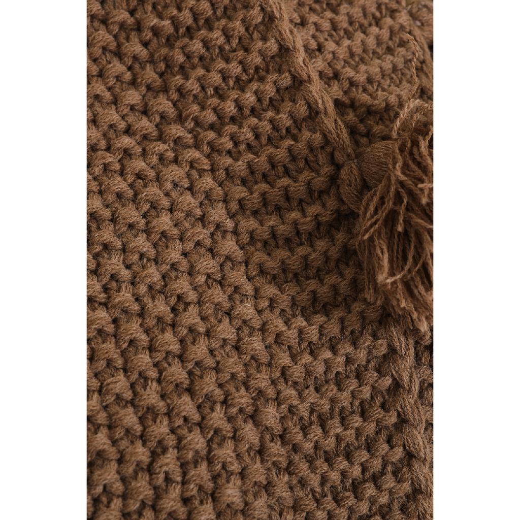 Valentinstagsgeschenk, Coco Rice, gestrickte Pompom-Strickwaren, TV-Decke, Sofa-Überwurf, Khaki