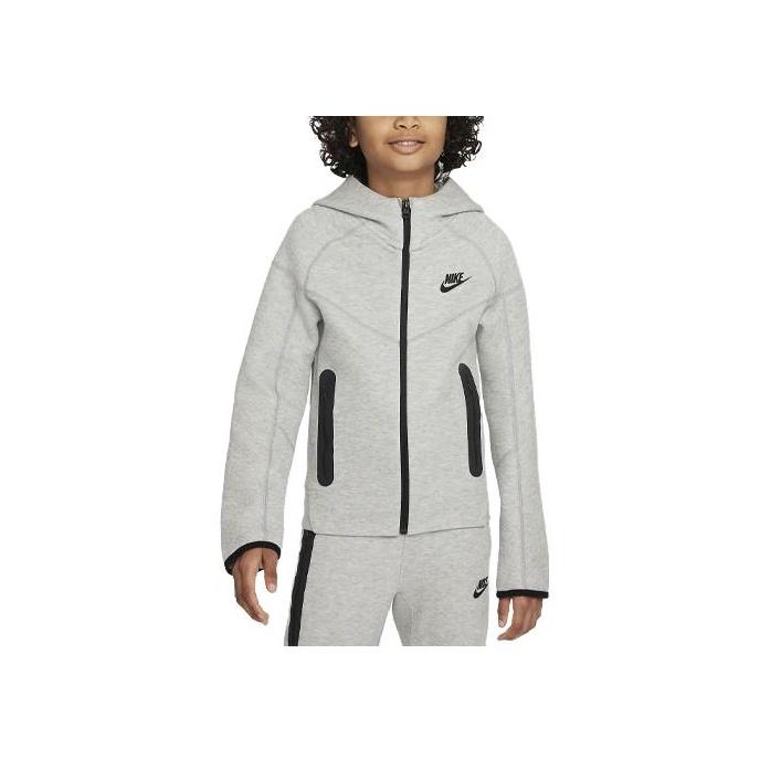 Nike Sportbekleidung Tech Fleece Logo-Print Zip-Up Hoodie Kinder-Hoodies Hellgrau FD3285063