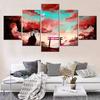 5 Pieces Animation Landscape Canvas Ghislain Painting Samurai Sakura Torii Poster Picture Print Home Decor Living Room Wall Arts