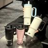 720ML Edelstahl Thermosbecher mit Strohhalm & Griff Eiskaffee Getränk Vakuumisolierter Becher Auto Reise Outdoor Wasserflasche