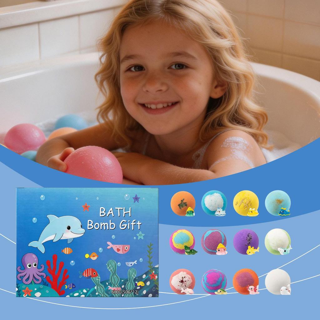 Export-Only Marine Bath Salt Balls 60g, 12pcs - Children's Bubble Bath Set