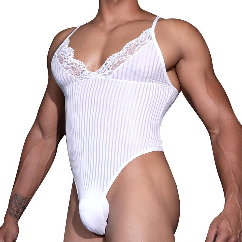 Herren Sexy Body Netz Spitze Crossdressing Sissy Dessous Glatt Ultra-Dünn Durchsichtig Elastisch Schwule Unterwäsche Strumpfhosen