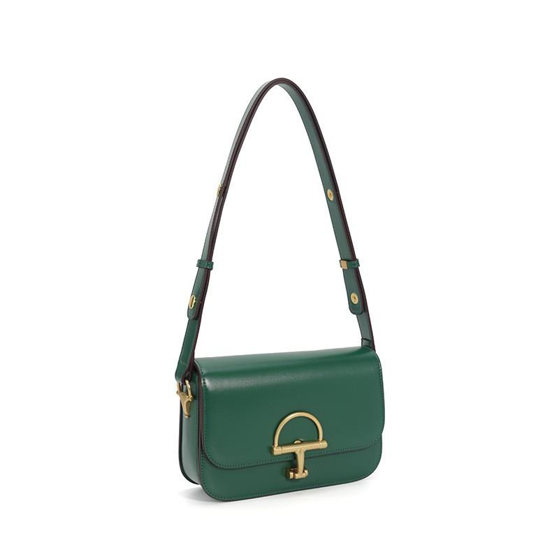 Vintage Brown Horseshoe Buckle Crossbody Bag Women 2026 Minimalist Office Shoulder Small Square Leather Handbag