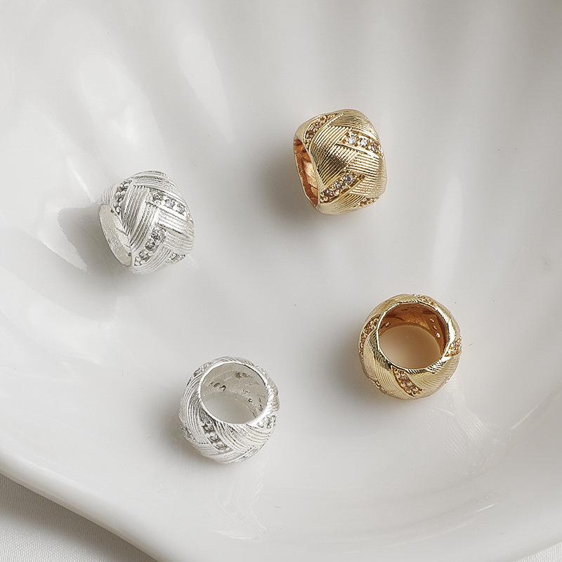 Collana con Catena Rolo e Perla Grande Foro in Oro 14K Placcato Zircone Spazzolato per Gioielli Fai da Te