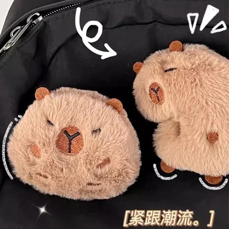 1/3pcs Cute Cartoon Capybara Plush Doll Brooch Bag Decoration Creative Fluffy Animals Stuffed Badge Pin For Women Birthday Gift