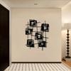 Fekete-fehér absztrakt geometrikus fém fali dekoráció minimalista nappaliba, hálószobába