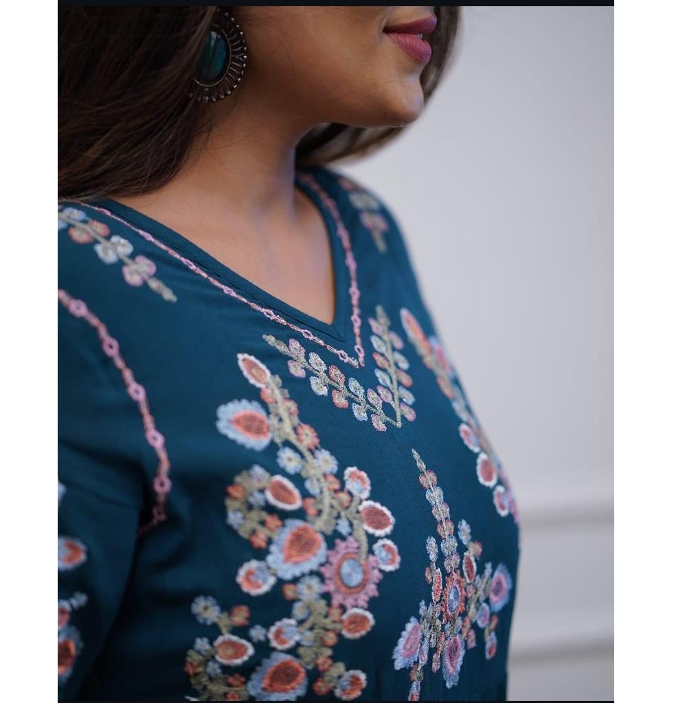 Indisches pakistanisches Designer-Midikleid Kurti Bollywood Party Wear Top Tunika Kurta Kleid