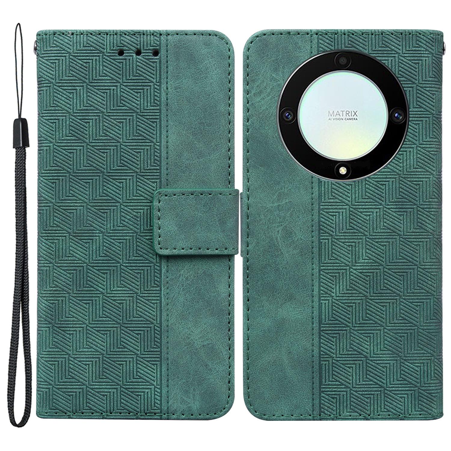 

For Honor X40 5G/X9a 5G/Magic5 Lite 5G Anti-drop Phone Case Wallet Flip Leather Imprinted Cell Phone Cover Green