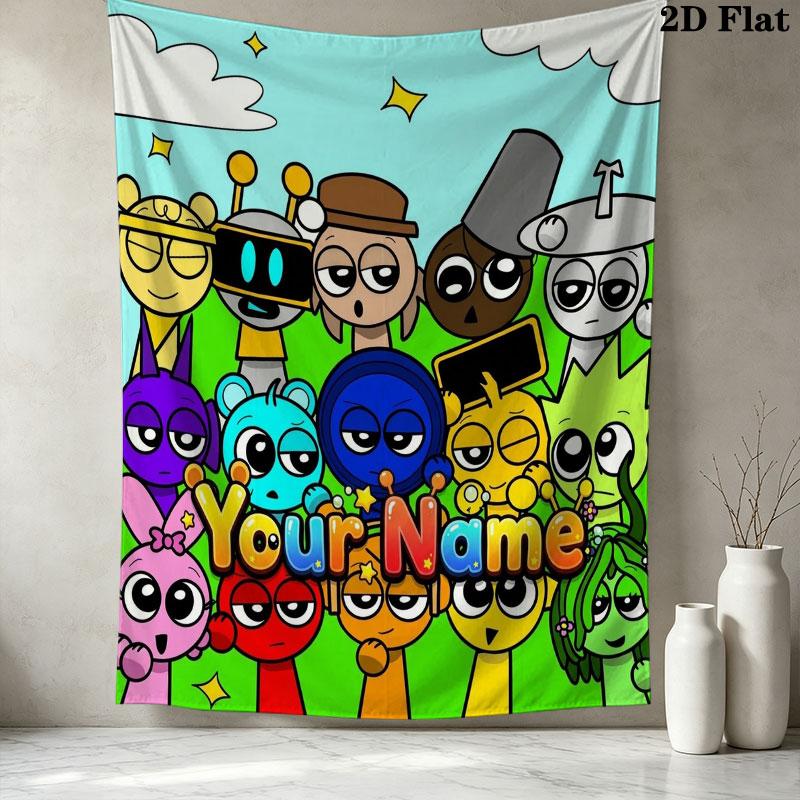 Alien Parade Custom Name Wall Tapestry Aesthetic Wall Hanging Printed Fabric Blanket Decorative Tapestries For Bedroom Room Home Decor